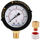 Pool Pressure Gauge, UHARBOUR 2' Dial Clean Filter Utility Water Pressure Gauge 60psi with Setable Case and 1/4'NPT Bottom Mount for Swimming Pool Filter, Spa and Aquarium