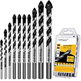 Masonry Drill Bit Set & Cement Drill Bit, Professional Drill Bit Set (10PCS) for Glass/Brick/Plastic/Cement/Wood/Tile/Etc, Industrial Strength Carbide Drill Bit Tip, 1/8'-1/2' by TITGGI
