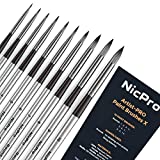 Nicpro 10 PCS Watercolor Paint Brushes, Round Tip Artist Painting Brush Set for Water Color, Acrylic Oil, Gouache, Ink, Detail, Rock, by Number Model Art Paintbrush