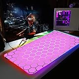 Gaming Mouse Pads Honeycomb Geometry Anime Mouse Pad Gaming RGB Pink Kawaii Mouse Pad Large Speed Gamer LED Mouse Pad Soft Laptops Gamer for Gaming Accessories CSGO,12 inchX31.5 inch