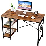 Engriy Writing Computer Desk 47', Home Office Study Desk with 2 Storage Shelves on Left or Right Side, Industrial Simple Style Wood Table Metal Frame for PC Laptop Notebook