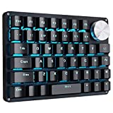 Koolertron One Handed Mechanical Gaming Keyboard, Programmable Keypad,Rotating Knob 45 Keys Blue Backlit/Blue Switches for Windows PC Gamers