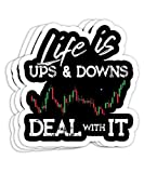 Life is Ups and Downs Day Trader Stock & Forex Trading Gift Decorations - 4x3 Vinyl Stickers, Laptop Decal, Water Bottle Sticker (Set of 3)