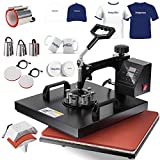 Pro 8 in 1 Heat Press Machine 15x15 Combo Teflon-Coated, Upgrade Slide Out Drawer Tshirt Press, Premium Aluminum Hat Press, Multifunction Swing Away Heat Transfer Press for T Shirts/Cap/Mug/Plate