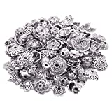 160-210pcs Bali Style Jewelry Making Metal Bead Caps Deluxe New Mix, 100 Gram,Tibetan Silver