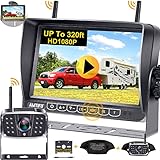 AMTIFO RV Backup Camera Wireless HD 1080P 7'' Split Screen DVR Monitor Bluetooth Trailer Rear View Cam 4 Channel System Truck Camper Infrared Night Vision Adapter for Furrion Pre-Wired RVs A8