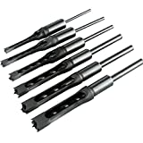 6pcs Square Hole Mortise Chisel Drill Bit Tools, 5/8' 9/16' 1/2' 3/8' 5/16' 1/4' HSS Woodworking Hole Saw Mortising Chisel Drill Bit Set, Different Sizes