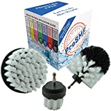 ProSMF Drill Brush Set - Power Scrubber - Cleaning Brush for Car Washing - Car Detailing - Carpet - Glass - Tires - Rims - Wheels - Upholstery - Cleaning Supplies - Car Mats - White - Soft Bristle