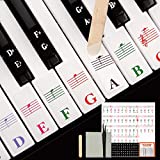 Piano Keyboard Removable Stickers for 88/76/61/54/49/37 Key for Beginners, Musical Note Stickers with Guide, Stick, Tweezers, Cleaning Cloth