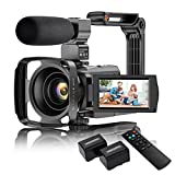 VAFOTON 4K Video Camera Camcorder with Microphone, 48MP Vlogging Camera for YouTube 16X Zoom 3.0' Touch Screen IR Night Vision Wi-Fi Vlog Cameras Webcam with Handheld Stabilizer Remote Control
