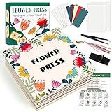 Aboofx Kids' Flower Pressing Kits, 4 Layers 6 x 6 Inches Wooden Flower Press Kit for Adults Flower Press Leaf Press Creativity Outdoor Play Learning Toy DIY Art Nature Crafts and Gift for Girls Boys