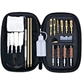 Universal Handgun Cleaning Kit for .22 .357/.38/9mm .40 .45 Caliber Pistol with Cotton mop, Bronze Bore Brush, Brass Jag, Brass Slotted Tips, Nylon Brushes