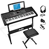 Moukey Keyboard Piano, 61 Key Piano Keyboard, Full-Size Electric Piano, Superior Sound and Powerful Functions, Electric Keyboard with Digital Piano Stand, Music Stand, Bench and Headphones