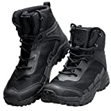 FREE SOLDIER Men's Waterproof Hiking Boots Lightweight Work Boots Military Tactical Boots Durable Combat Boots(Black, US 8.5)
