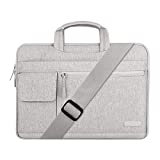 MOSISO Laptop Shoulder Bag Compatible with MacBook Air/Pro,13-13.3 inch Notebook,Compatible with MacBook Pro 14 inch 2021 2022 M1 Pro/Max A2442, Polyester Flapover Briefcase Sleeve Case, Gray