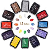 Fstaor Craft Large Ink Pad for Rubber Stamps, Non-Toxic Washable Safe Stamp Pads for Kids, Ink Pads Permanent for Paper Wood Fabric (Pack of 12)