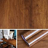 Livelynine Brown Wood Contact Paper Waterproof Kitchen Cabinet Contact Paper Wood Stickers for Furniture Wood Grain Vinyl Wrap for Cabinets Counter Top Covers Peel and Stick Wallpaper 15.8'x78.8'