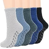 Zando Fuzzy Socks for Women Non Skid Warm Socks Winter Grip Socks Non Slip Cozy Socks Home Indoor Fluffy Socks Super Soft Sleeping Socks Athletic Fuzzy Socks for Grils 5/Dark Solid One Size