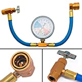 LIYYOO R134a AC Refrigerant Recharge Hose Kit with Measuring Pressure Gauge and 1/2’’ Can Opener Tap Dispensing Valve Fit for Automotive or Home Air Conditioners and Refrigerator Refrigerant Charging