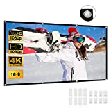 120 Inch Projector Screen, Deesoo 16:9 HD Foldable Anti-Crease Protable Projection Screen 160° Viewing Cone Indoor Outdoor Projector Movies Screen Double Sided for Travel Office Home Theater