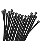 HMROPE 100pcs Cable Zip Ties Heavy Duty 8 Inch, Premium Plastic Wire Ties with 50 Pounds Tensile Strength, Self-Locking Black Nylon Tie Wraps for Indoor and Outdoor