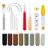OVLORT Upholstery Repair Kit 29-Pack, Leather Craft Tool Kit Leather Hand Sewing Needles Canvas Thread and Needles Tape Measure Large-Eye Stitching Needles for Leather Repair