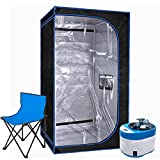 ZONEMEL Full Size Portable Steam Sauna Kit, Personal Full Body Sauna Spa for Home Relaxation, 4 Liters 1600 Watt Steamer, Remote Control, Timer, Foldable Chair (L31.5 x W31.5 x H55.1, Clear Window)