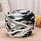 Amrka 100g/1ball Soft Cotton Hand Knitting Yarn Super Chunky Bulky Woven Worested Yarn for Crochet (Black & White)