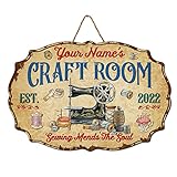 V VIBEPY-All Over Printed Personalized Vintage Sewing Sign,Vintage Quilting Sign, 8',12',18' Quilting Lover,Craft Room Decor,She Shed,Quilting Room Decor, Sewing Machine, Sewist Gifts For Mom,Gifts For Grandma,Gifts For Sewing Lovers (CSWS-ENNG-40802001)