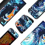 BelugaDesign Cool Swirl Skin | Ink Painting Acrylic Watercolor Sticker Wrap Vinyl Decal | Compatible with Nintendo Switch (Switch Standard, Blue Orange)