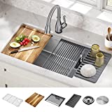 DELTA 95B932-32S-SS Lorelai Workstation Kitchen Sink Undermount Stainless Steel Single Bowl with WorkFlow Ledge and Chef’s Kit of 6 Accessories