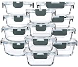 M MCIRCO 24-Piece Glass Food Storage Containers with Upgraded Snap Locking Lids,Glass Meal Prep Containers Set - Airtight Lunch Containers, Microwave, Oven, Freezer and Dishwasher