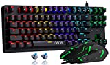 Mechanical Gaming Keyboard and Mouse Combo-CHONCHOW TKL 87 Keys Blue Switche RGB Rainbow Backlit Keyboard 3200DPI Mice with 6 Button Value Combo for PS4 Xbox Laptop Windows PC Gamer