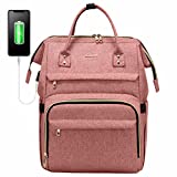 LOVEVOOK Laptop Backpack for Women Fashion Travel Bags Business Computer Purse Work Bag with USB Port, Light-Pink