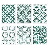 Patterns Geometric Stencils, 6 Pcs Wave Circle Resuable Painting Templates for Walls Fireplace Card Making Painting on Wood Canvas Furniture DIY Projects 6' x 7.8'