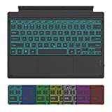 7-Color Backlit Surface Pro 7 Keyboard, Kingtime Rechargeable Bluetooth 5.0 Keyboard Type Cover for Surface Pro Series 7/7+/6/5/4