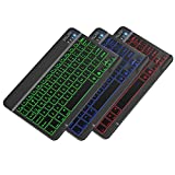 Universal Slim Portable Wireless Bluetooth Keyboards 3.0 7-Colors Backlit Bluetooth Keyboard for Tablet Keyboard with Built in Rechargeable Battery, Mini Bluetooth Keyboard Black