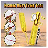 Fishing Line Hook Fishing Knot Tying Tool Tie Fast, Metal Fishing Detacher Knotting Tool Remove Tool Fish Hooker Tie Hook Hook Remover Fishing Tackle (Gold 2pcs)