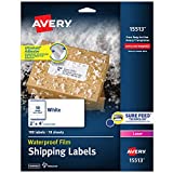 Avery Waterproof Shipping Labels with Sure Feed & TrueBlock 2' x 4', 100 White Laser Labels (15513)