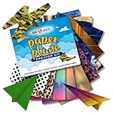Paper Airplanes - Craft Kit | Airplane Activities for Kids | Set Includes 65 Sheets 40 Colored 25 Patterned Paper, Paper Airplane Book, 15 Easy Step Colored Designs | Large Size 8x10.5 | Airplane Toy