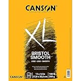 Canson XL Series Bristol Pad, Heavyweight Paper for Ink, Marker or Pencil, Smooth Finish, Fold Over, 100 Pound, 11 x 14 Inch, Bright White, 25 Sheets