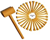 KIHACO Hammering and Pounding Toys for Kids Include 1 Wood Hammer and 30 Bamboo Nails Improve Fine Motor Skills Friendly Natural Wooden Educational Montessori Toy for Childs DIY Birthday Gift for 4+