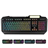 Lumsburry RGB LED Backlit Gaming Keyboard with Anti-ghosting, Light up Keys Multimedia Control, USB Wired Waterproof Metal Keyboard for PC Games Office (Cool Black)