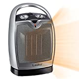 Lasko Ceramic Portable Space Heater with Adjustable Thermostat-Features Widespread Oscillation to Distribute Warm Air, Silver 5409