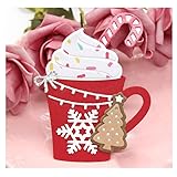 CoolifWang Coffee Snowflake Mug Cutting Die Cuts, DIY Crafts Template Coffee Snowflake Mug Scrapbook Cards Cutting Dies Cut Stencils for DIY Embossing Card Making Decorative Paper Dies Scrapbooking