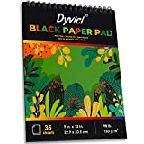 Dyvicl Black Paper Pad 9'x12' Sketch Book, 35 Sheets (90 lb/150gsm), Spiral Black Sketch Pad Drawing Paper for Pencil, Pastel, White Ink Gel Pen, Charcoal, Chalk, Metallic Marker, Paint Pen