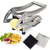 French Fry Cutter Potato Fries Cutters for Home Use Stainless Steel Potato Slicer Potato Cutter Cucumbers Carrots Onion Cutter with Blade 1/2' & Blade 1/3'