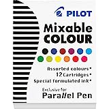 PILOT Parallel Mixable Color Ink Refills for Calligraphy Pens, 12 Colors, 12-Pack (77312), Assorted