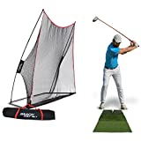 Rukket 3pc Golf Net Bundle, 10x7ft Haack Golf Hitting Net, Tri Turf Mat & Carry Bag, Practice Driving Indoor and Outdoor, Golfing at Home Swing Training Aids by SEC Coach Chris Haack