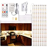 WOBANE Under Cabinet Lighting, 8PCS LED Strip Lights with Remote and 24W Adapter, Ultra Bright 240-LED Tape Light for Kitchen,Counter,Shelf,TV Back 2700K Warm White,Dimmable,Timing,Memory Function